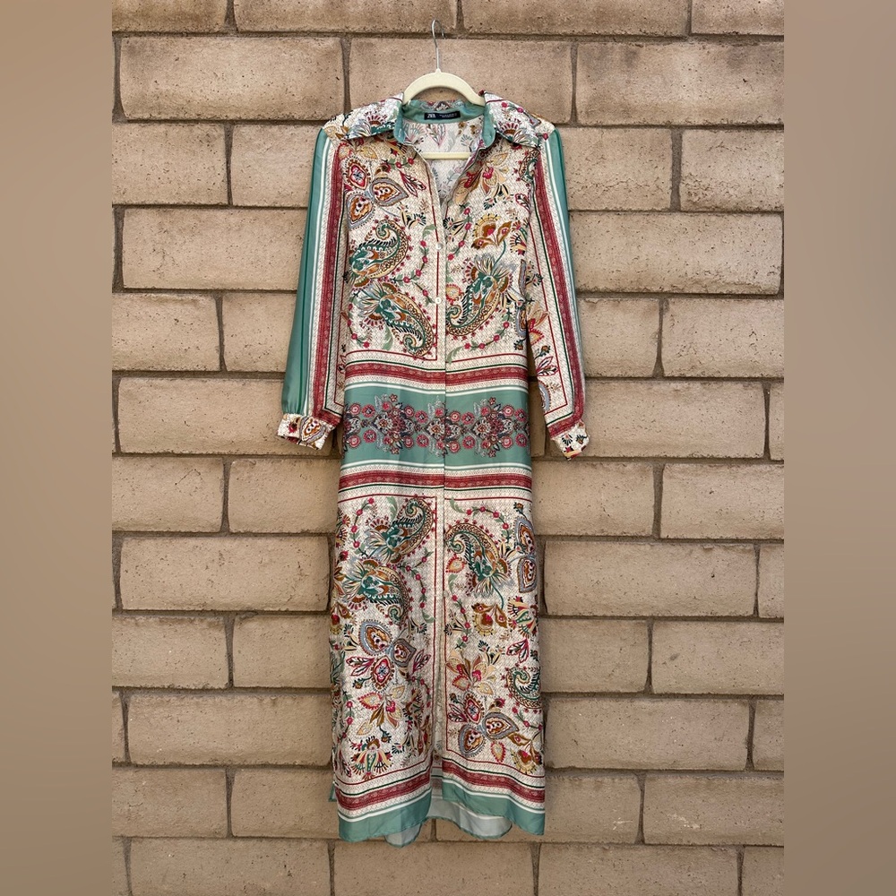 Zara Multicolor Paisley Long Sleeve Dress
